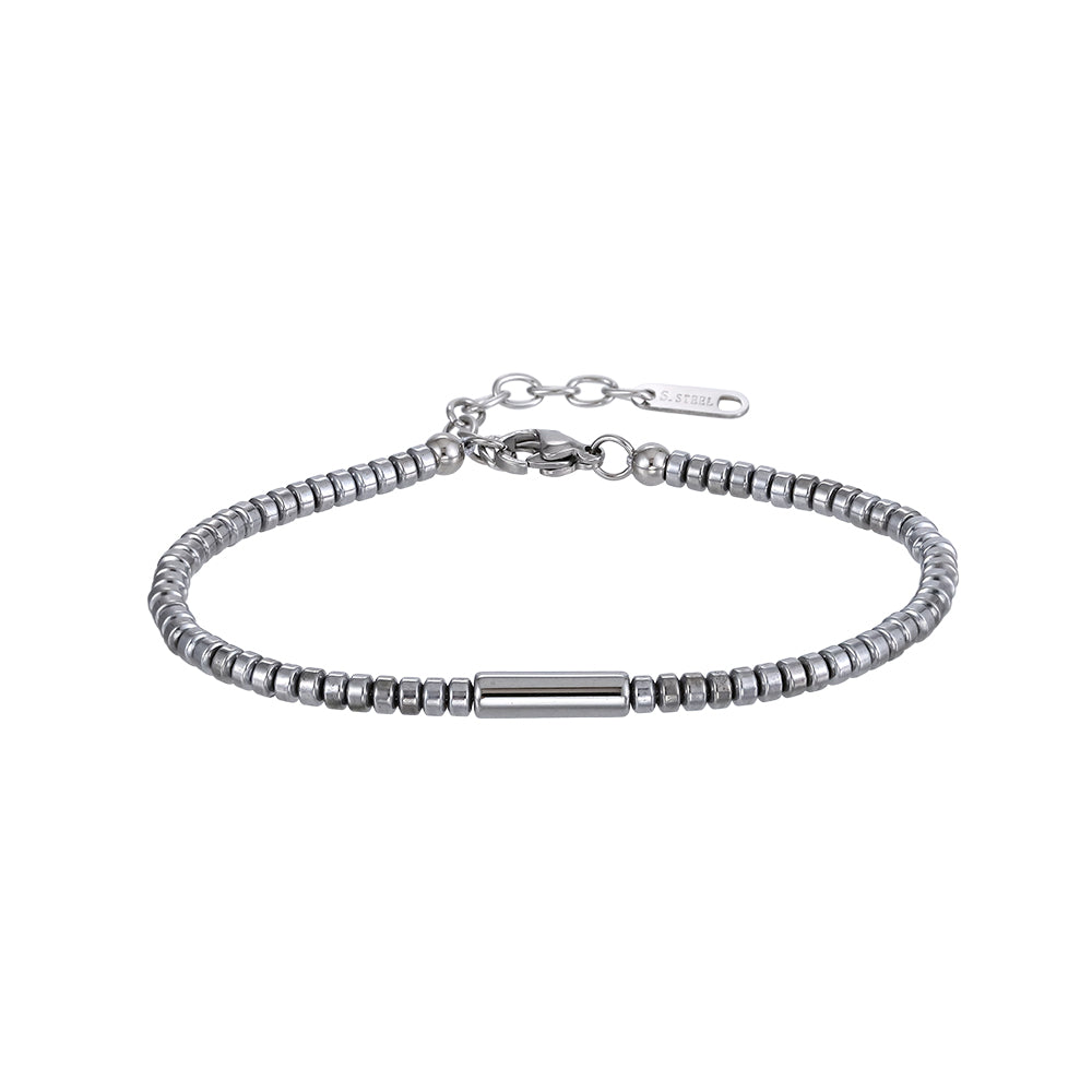 MBSS179 STAINLESS STEEL & HEMATITE BRACELET