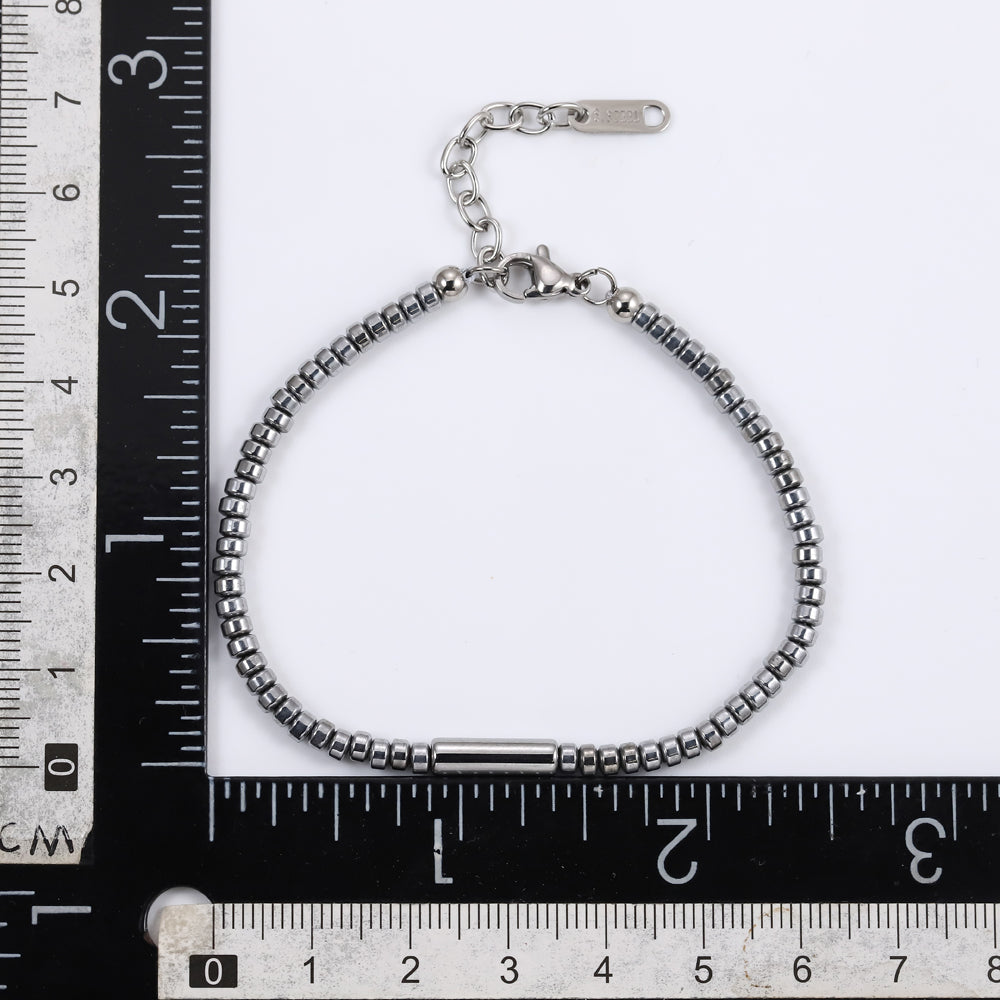 MBSS179 STAINLESS STEEL & HEMATITE BRACELET