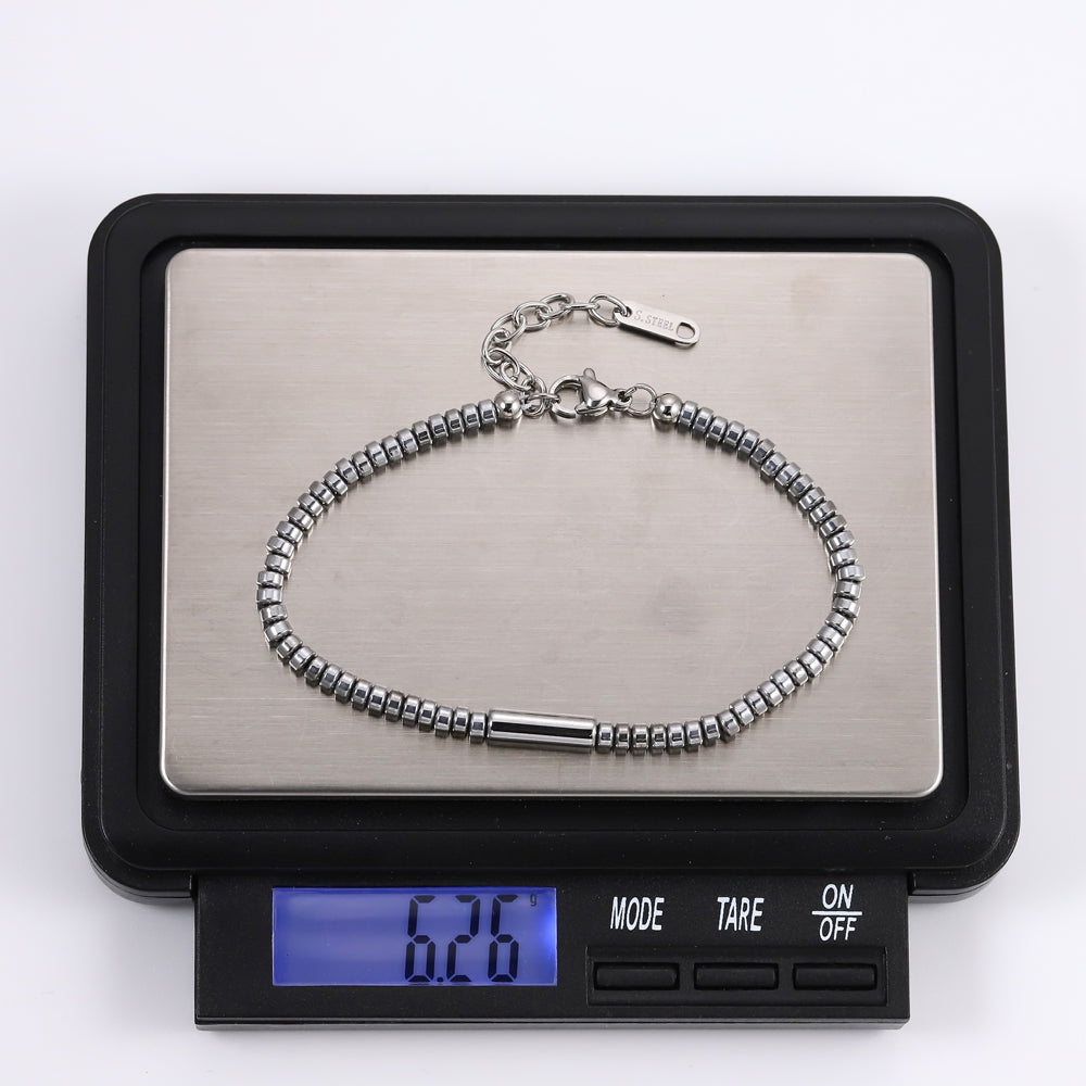 MBSS179 STAINLESS STEEL & HEMATITE BRACELET
