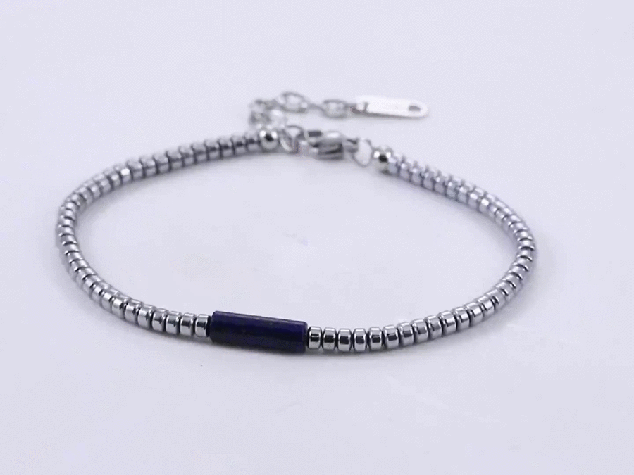 MBSS179 STAINLESS STEEL & HEMATITE BRACELET