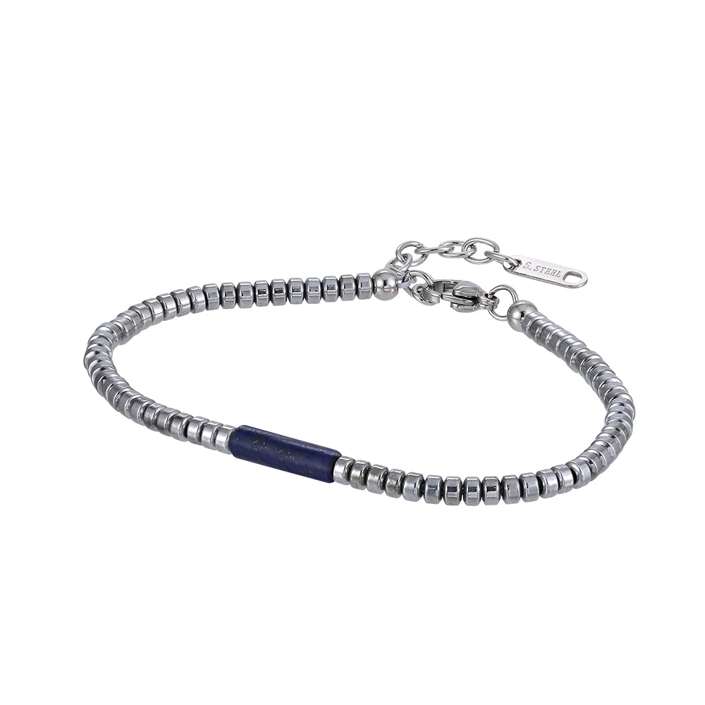 MBSS179 STAINLESS STEEL & HEMATITE BRACELET