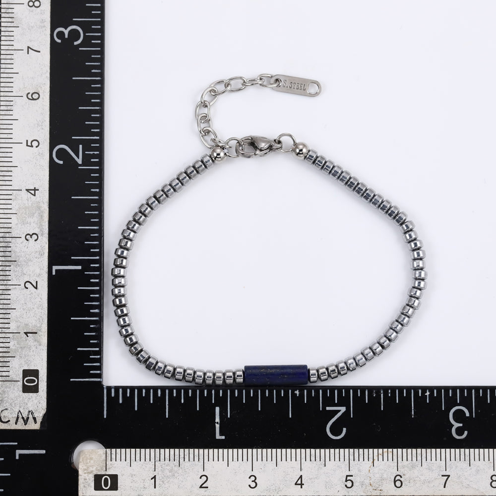 MBSS179 STAINLESS STEEL & HEMATITE BRACELET