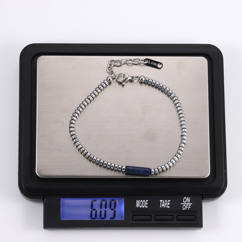 MBSS179 STAINLESS STEEL & HEMATITE BRACELET