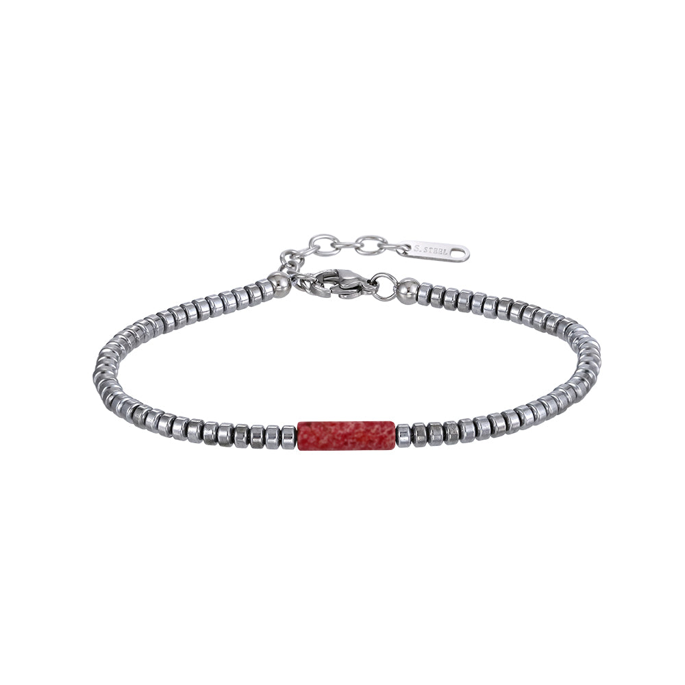 MBSS179 STAINLESS STEEL & HEMATITE BRACELET
