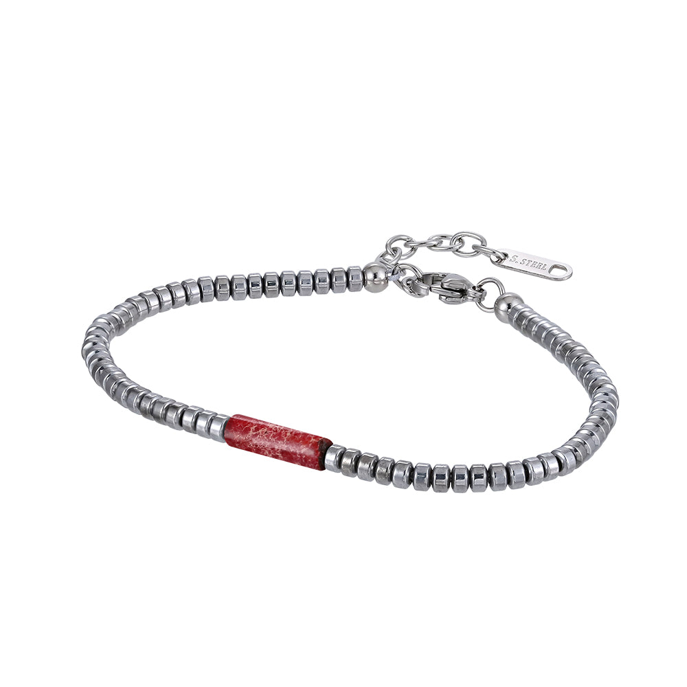 MBSS179 STAINLESS STEEL & HEMATITE BRACELET