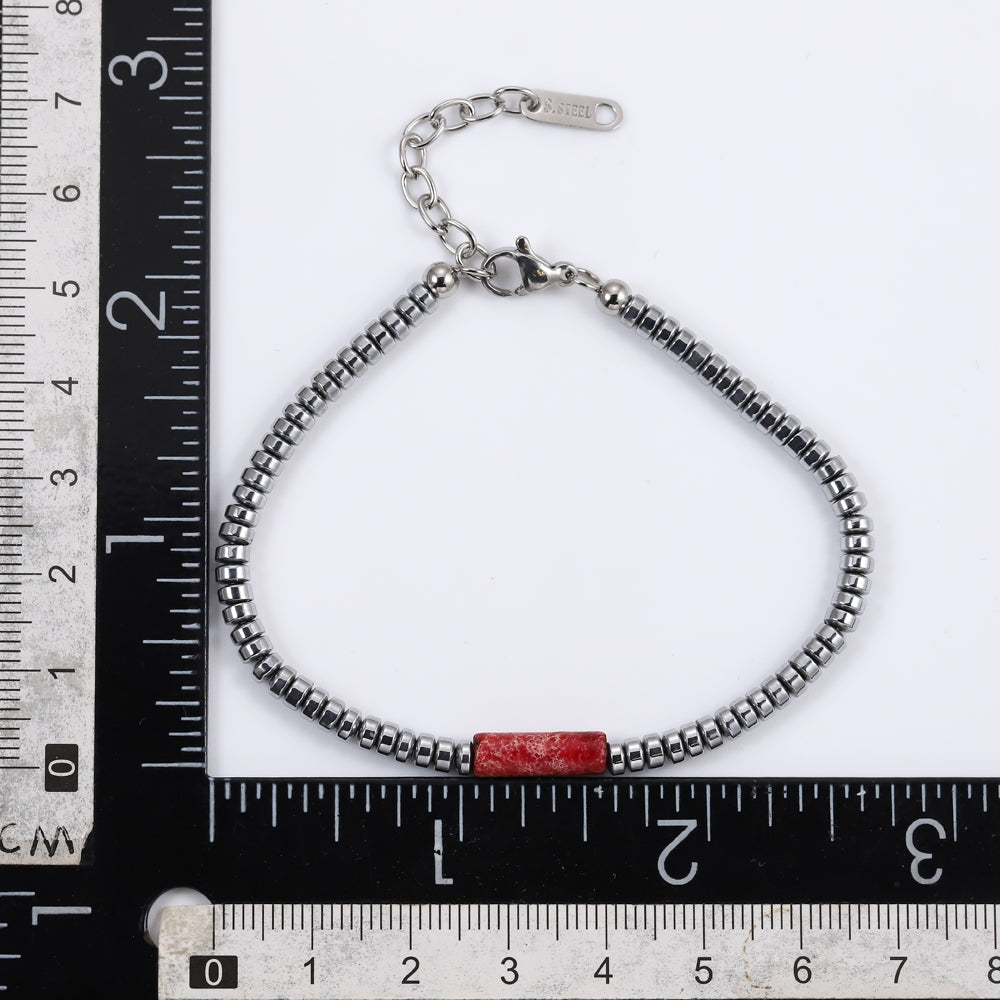 MBSS179 STAINLESS STEEL & HEMATITE BRACELET