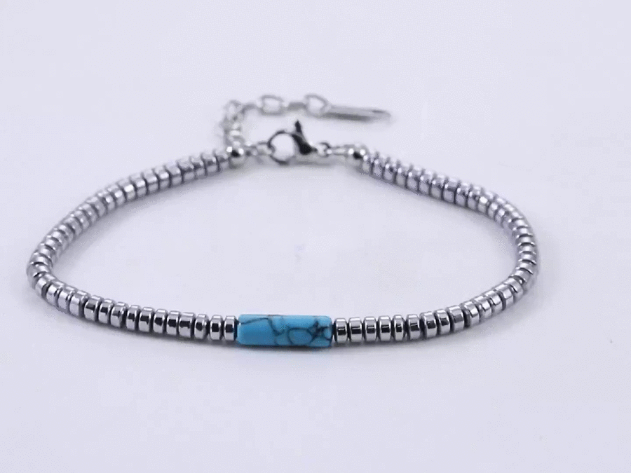 MBSS179 STAINLESS STEEL & HEMATITE BRACELET