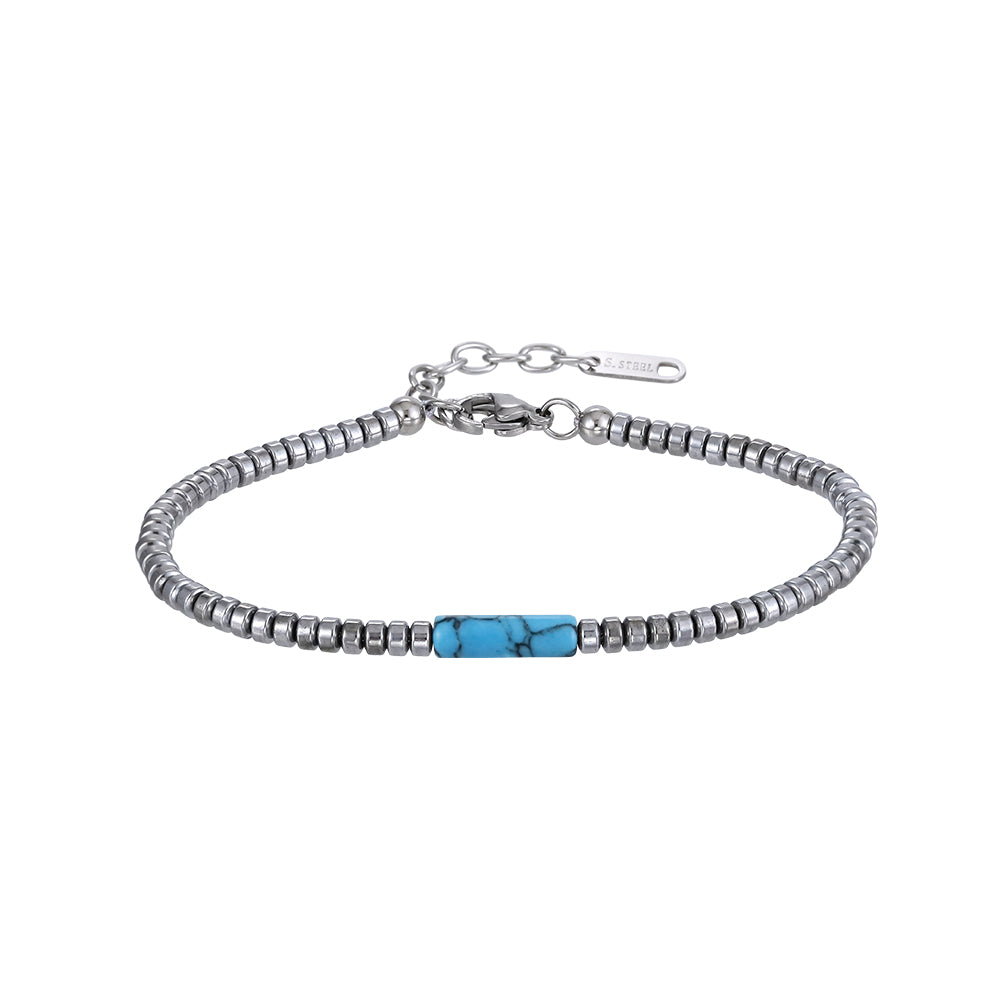 MBSS179 STAINLESS STEEL & HEMATITE BRACELET