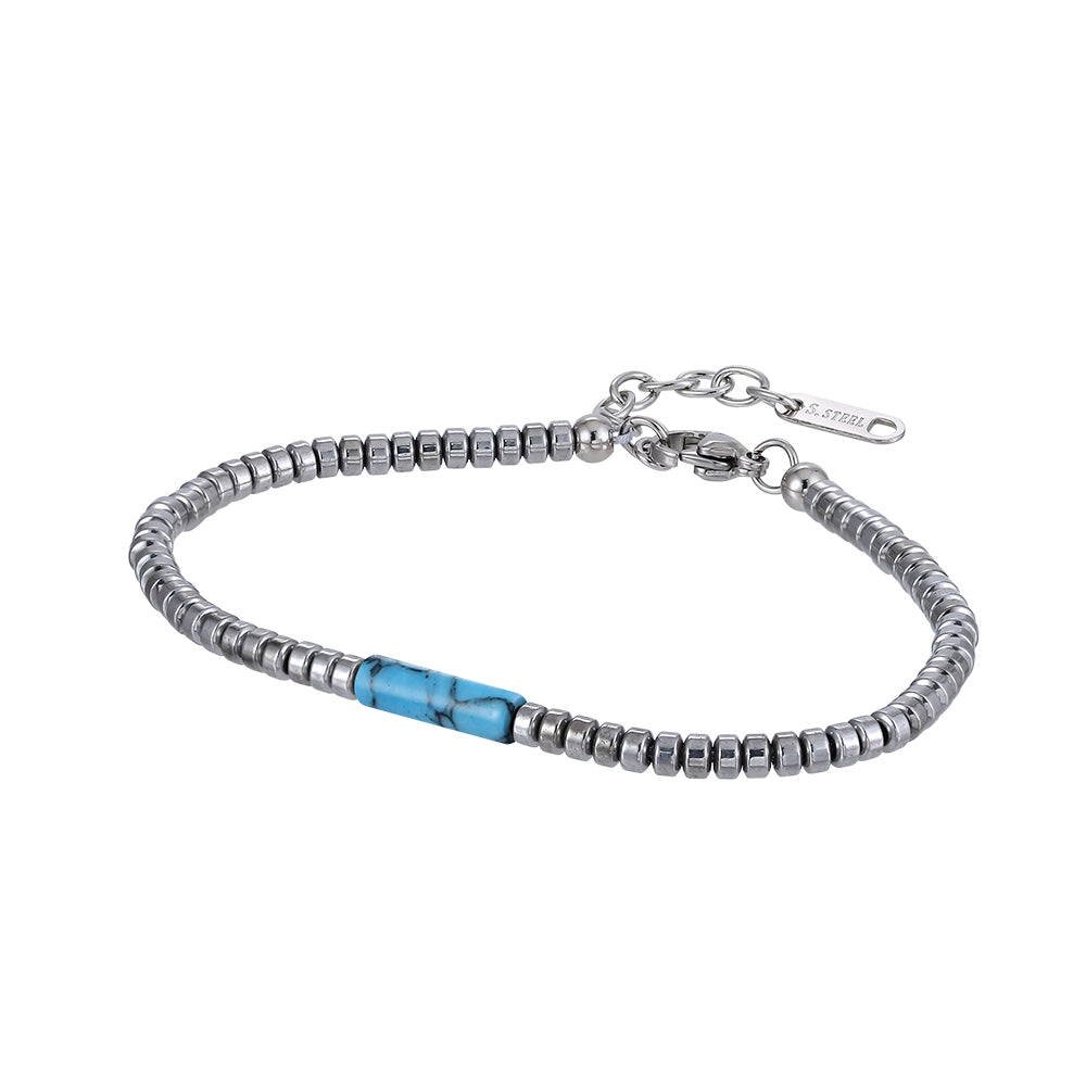 MBSS179 STAINLESS STEEL & HEMATITE BRACELET