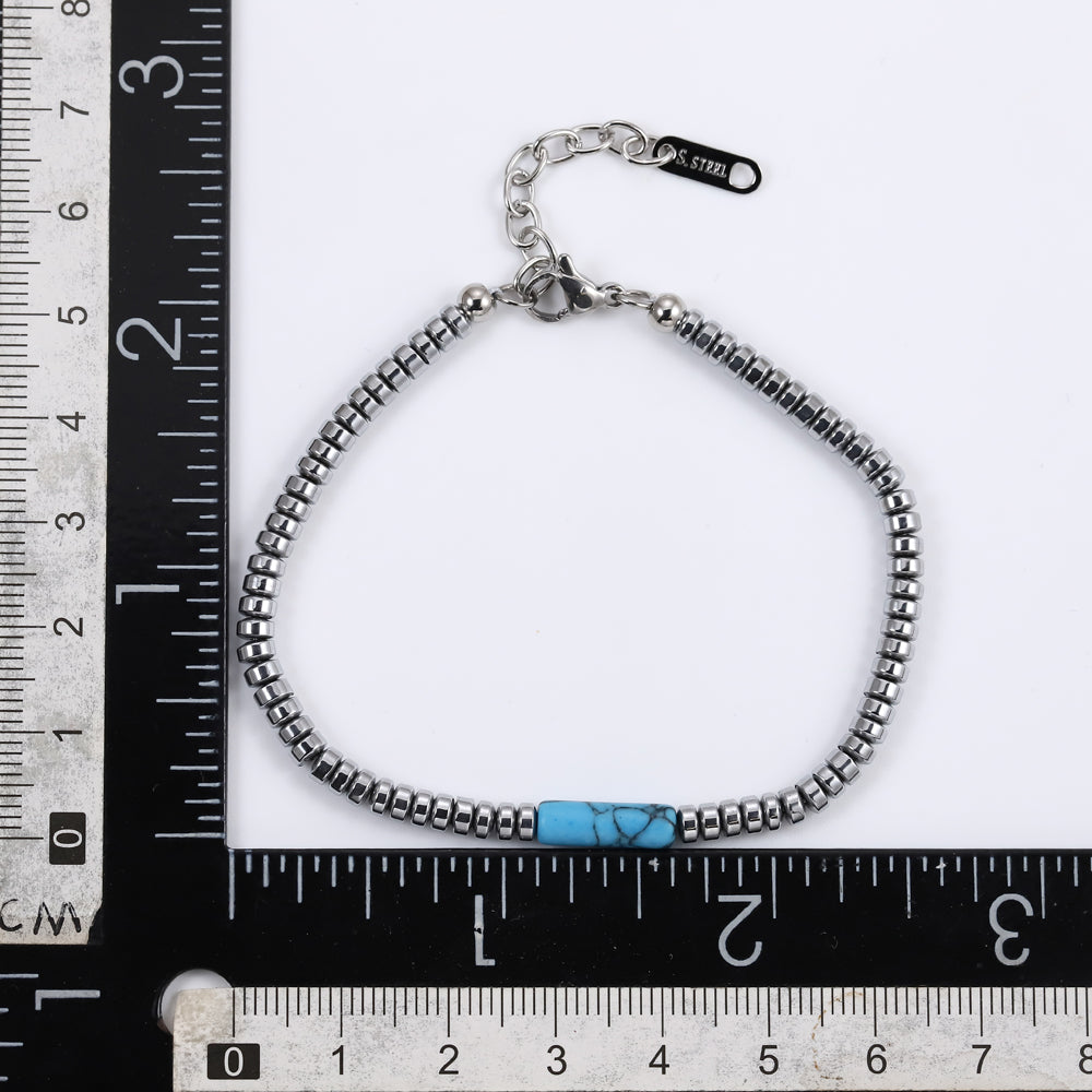 MBSS179 STAINLESS STEEL & HEMATITE BRACELET