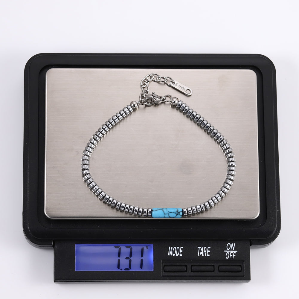 MBSS179 STAINLESS STEEL & HEMATITE BRACELET