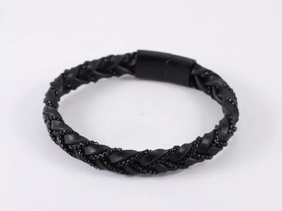 MBSS188 STAINLESS STEEL& LEATHER BRACELET