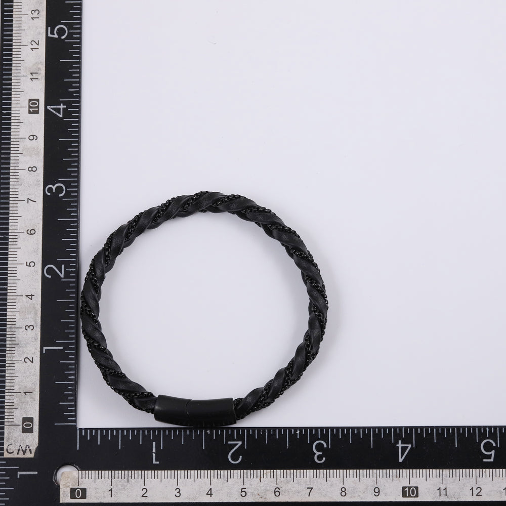 MBSS188 STAINLESS STEEL& LEATHER BRACELET