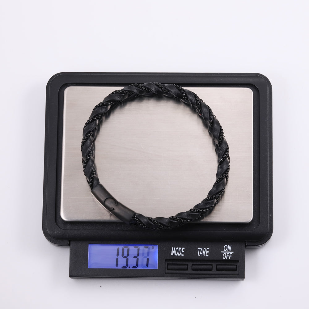 MBSS188 STAINLESS STEEL& LEATHER BRACELET