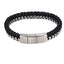 MBSS199 STAINLESS STEEL LEATHER BRACELET WITH CURB CHAIN