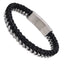 MBSS199 STAINLESS STEEL LEATHER BRACELET WITH CURB CHAIN