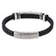 MBSS201 STAINLESS STEEL LEATHER BRACELET WITH ID PLATE