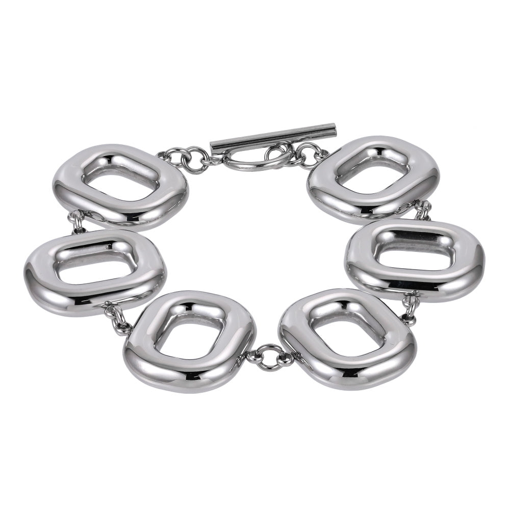 MBSS205 STAINLESS STEEL HOLLOW RECTANGLE LINK BRACELET