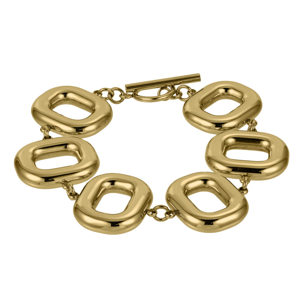 MBSS205 STAINLESS STEEL HOLLOW RECTANGLE LINK BRACELET