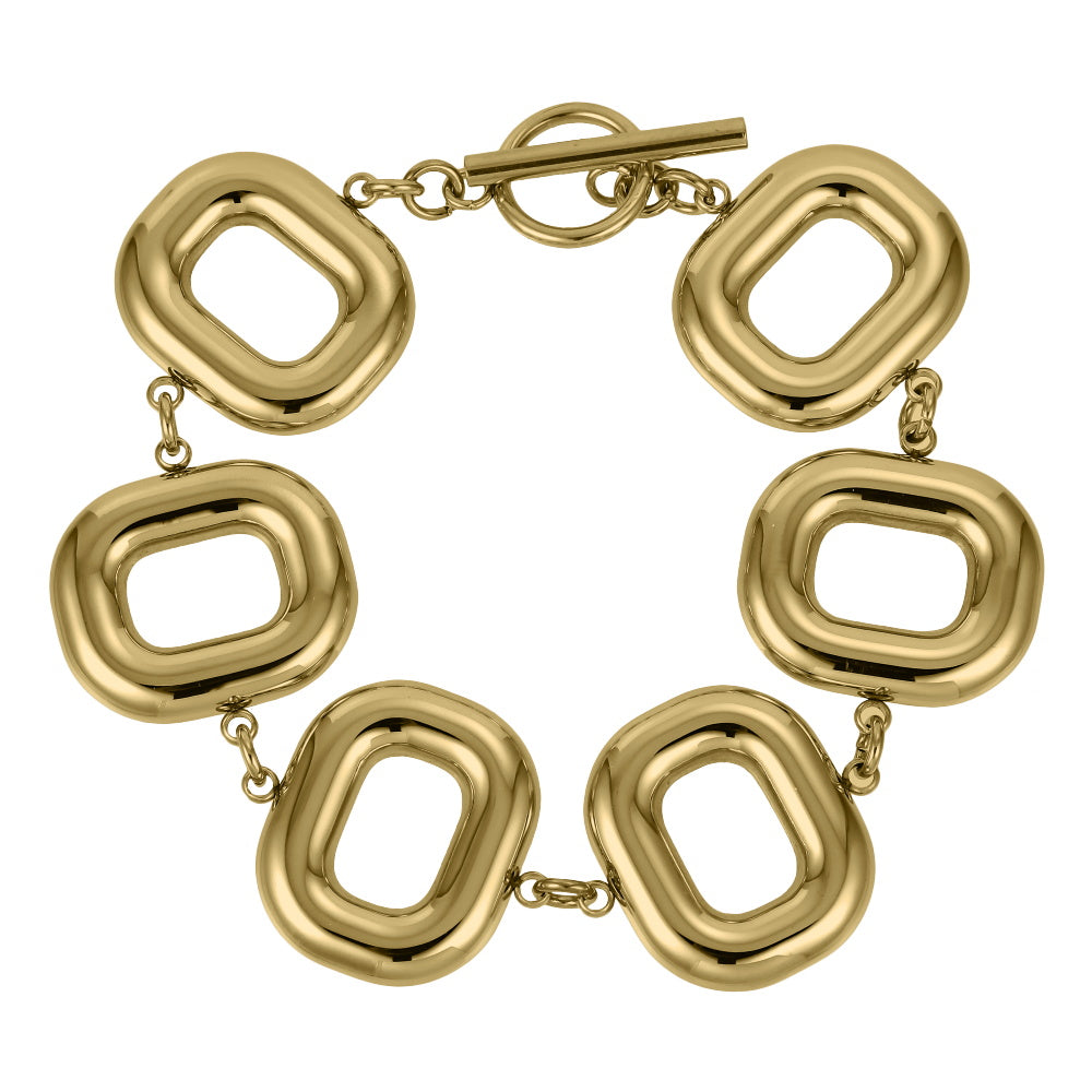 MBSS205 STAINLESS STEEL HOLLOW RECTANGLE LINK BRACELET