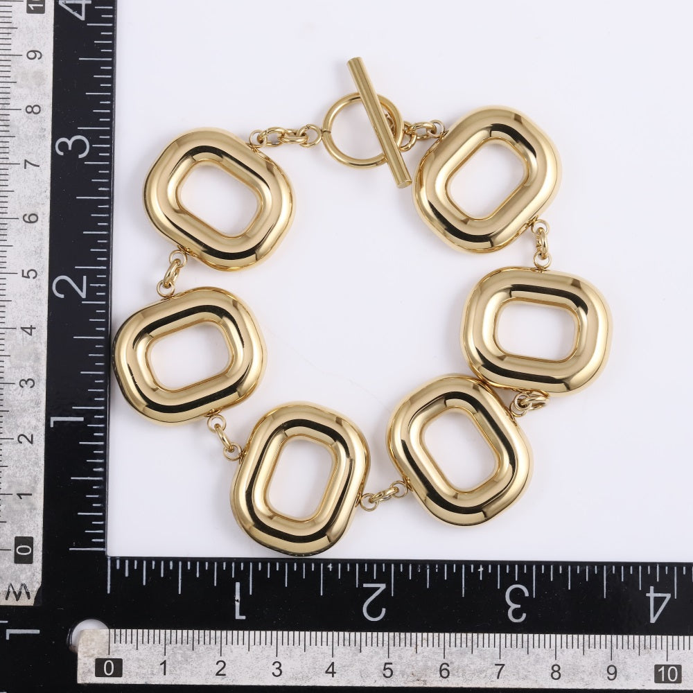 MBSS205 STAINLESS STEEL HOLLOW RECTANGLE LINK BRACELET