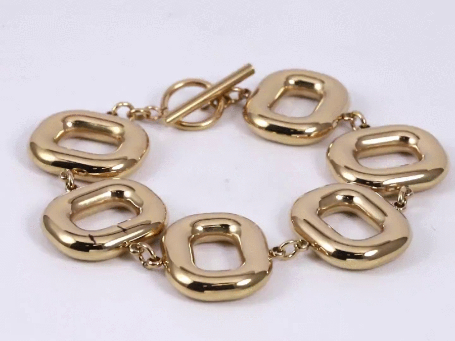 MBSS205 STAINLESS STEEL HOLLOW RECTANGLE LINK BRACELET