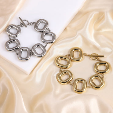 MBSS205 STAINLESS STEEL HOLLOW RECTANGLE LINK BRACELET