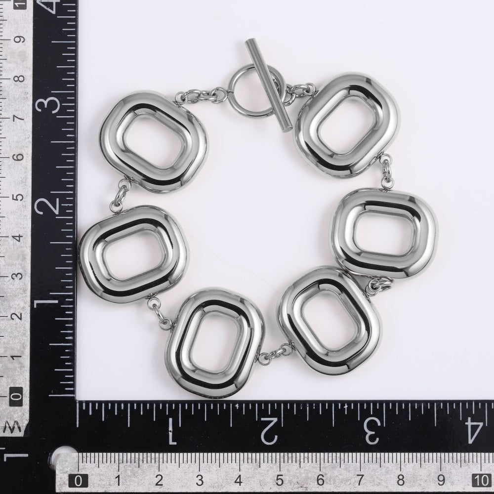 MBSS205 STAINLESS STEEL HOLLOW RECTANGLE LINK BRACELET