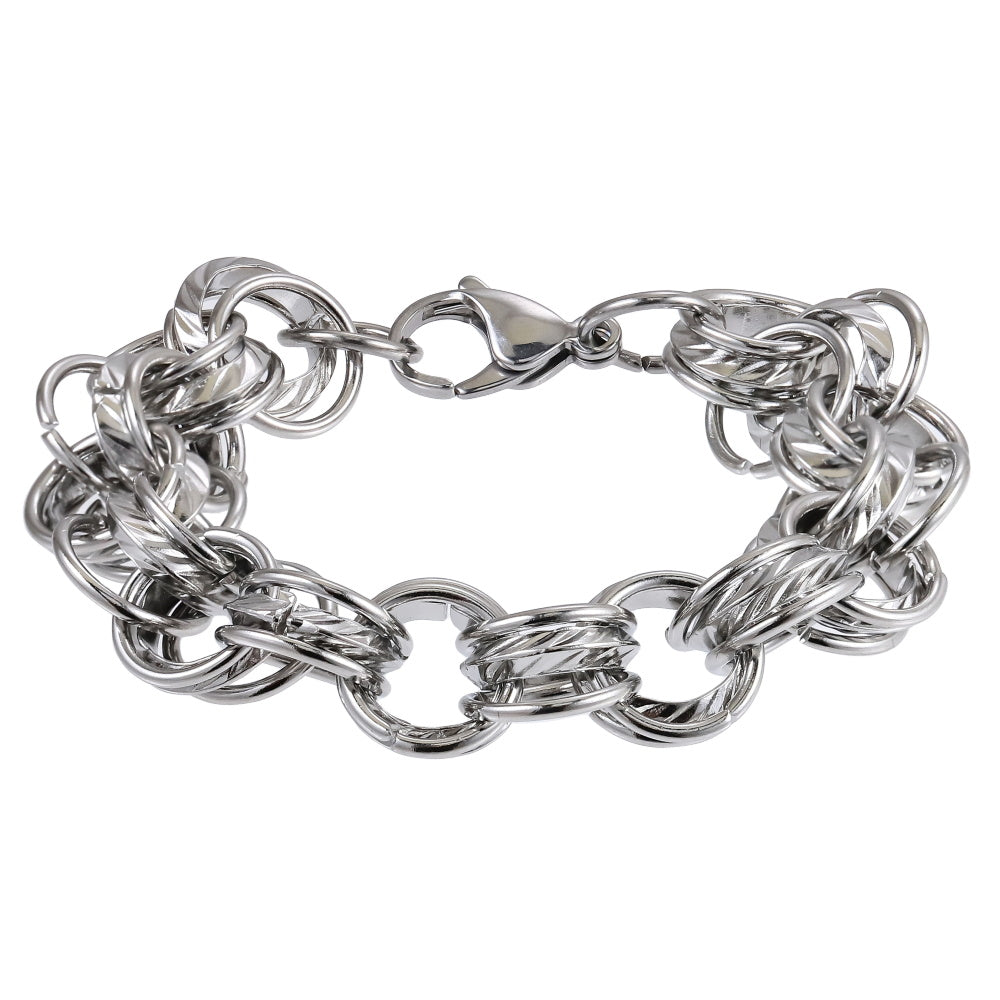 MBSS210 STAINLESS STEEL BRACELET WITH MULTI RINGS