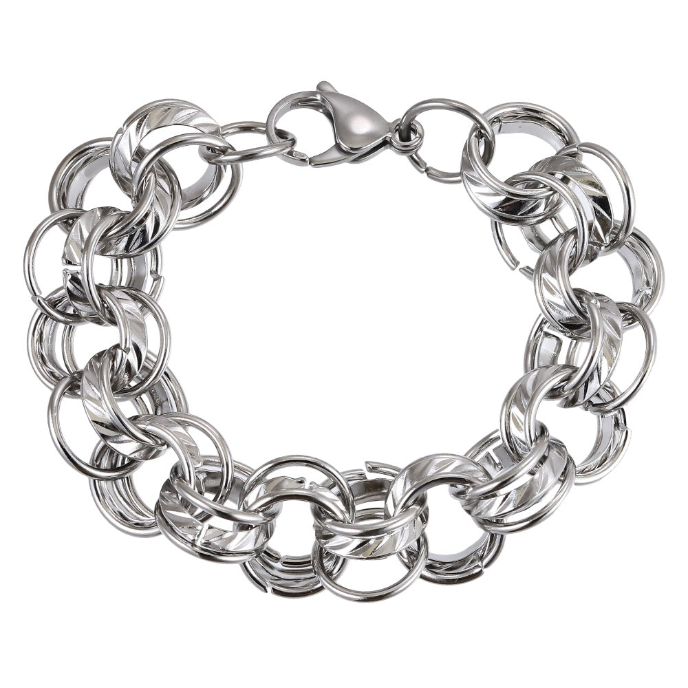 MBSS210 STAINLESS STEEL BRACELET WITH MULTI RINGS