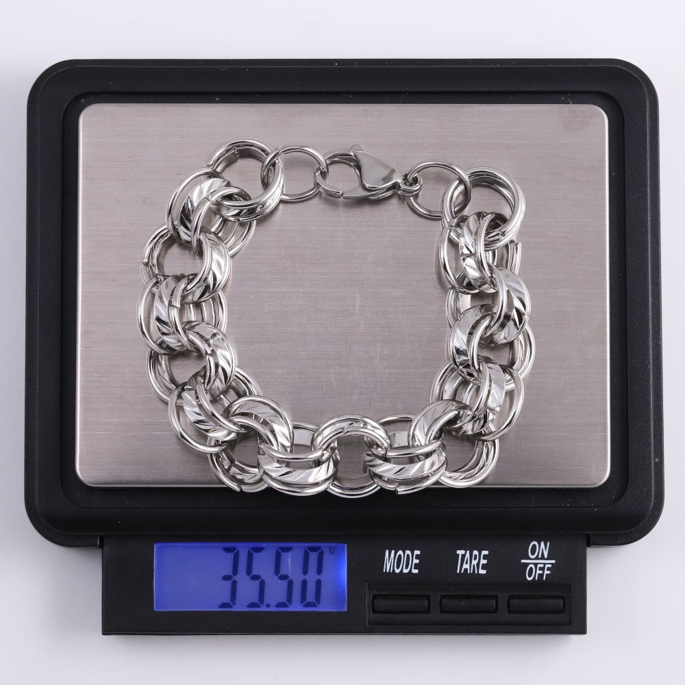 MBSS210 STAINLESS STEEL BRACELET WITH MULTI RINGS