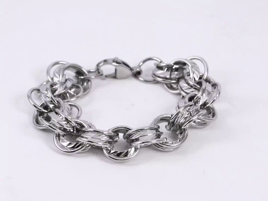 MBSS210 STAINLESS STEEL BRACELET WITH MULTI RINGS