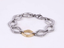 MBSS212 STAINLESS STEEL TWO TONE DIA SHAPE CHAIN LINK BRACELET