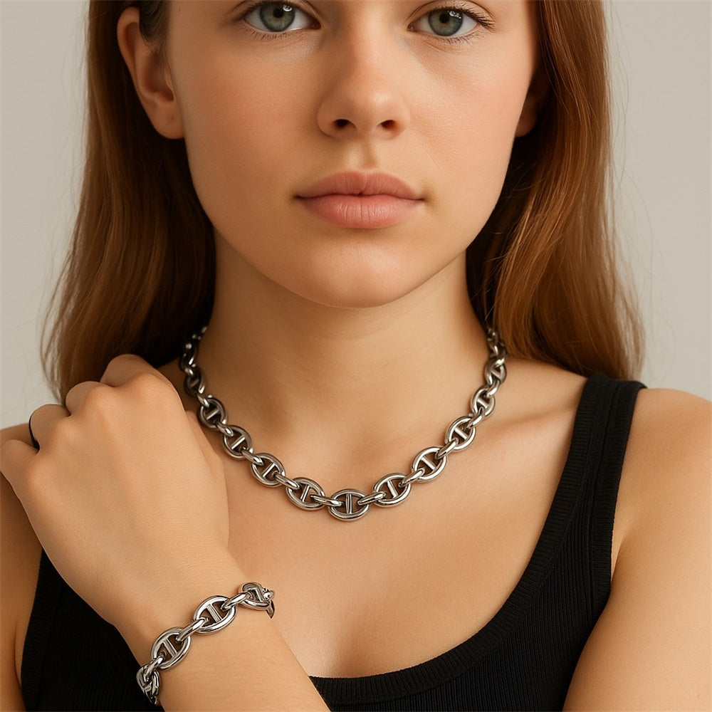 MBSS213 STAINLESS STEEL OVAL CHAIN BRACELET