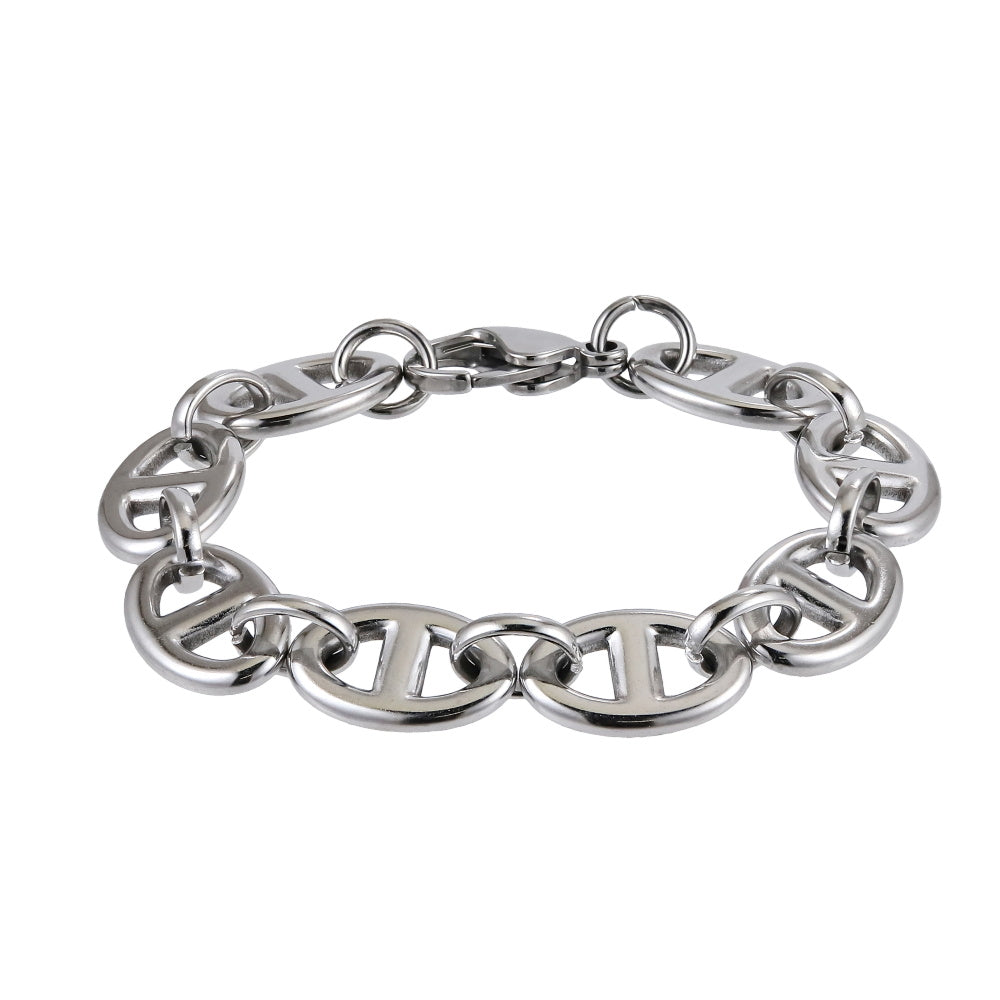 MBSS213 STAINLESS STEEL OVAL CHAIN BRACELET