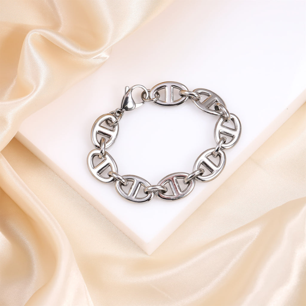MBSS213 STAINLESS STEEL OVAL CHAIN BRACELET