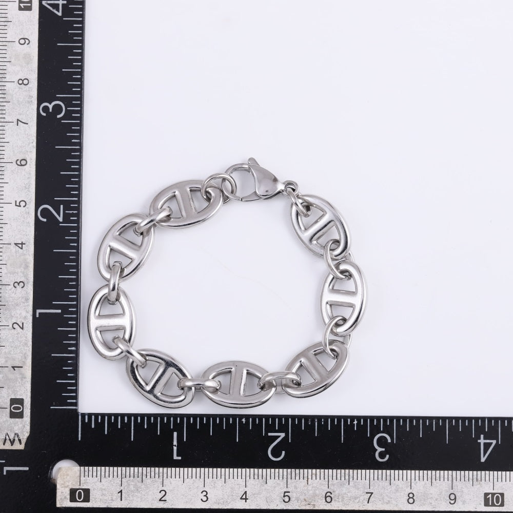 MBSS213 STAINLESS STEEL OVAL CHAIN BRACELET