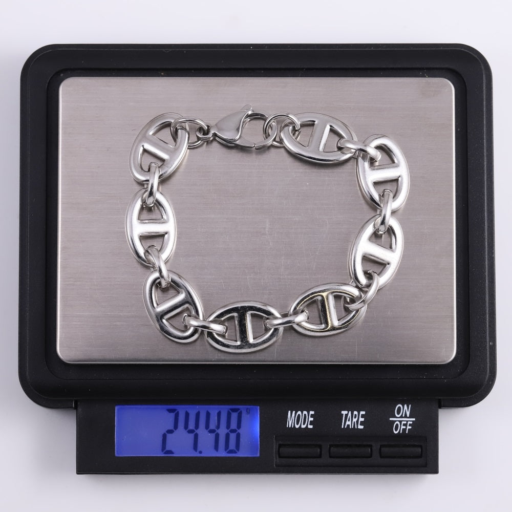 MBSS213 STAINLESS STEEL OVAL CHAIN BRACELET