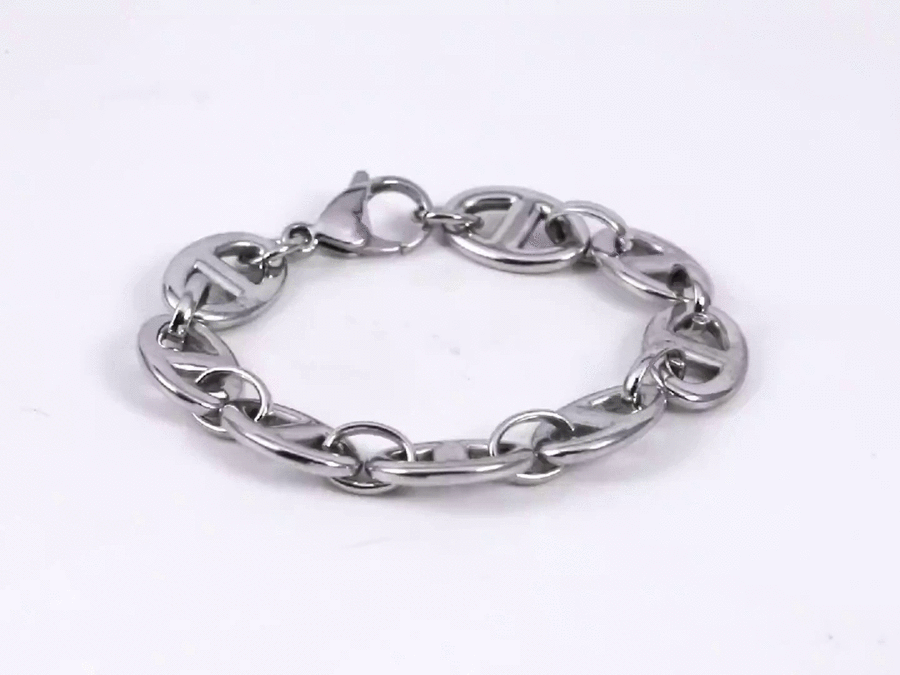 MBSS213 STAINLESS STEEL OVAL CHAIN BRACELET