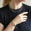 MNSS61 STAINLESS STEEL TWO TONE DIA SHAPE CHAIN LINK NECKLACE