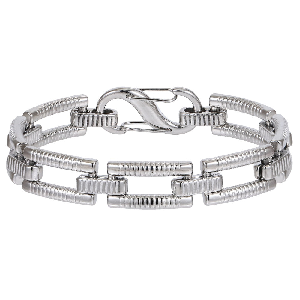 MBSS215 STAINLESS STEEL RECTANGULAR LINK BRACELET
