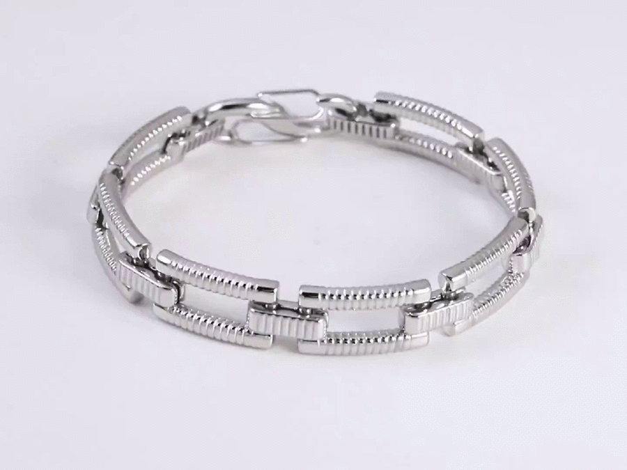 MBSS215 STAINLESS STEEL RECTANGULAR LINK BRACELET