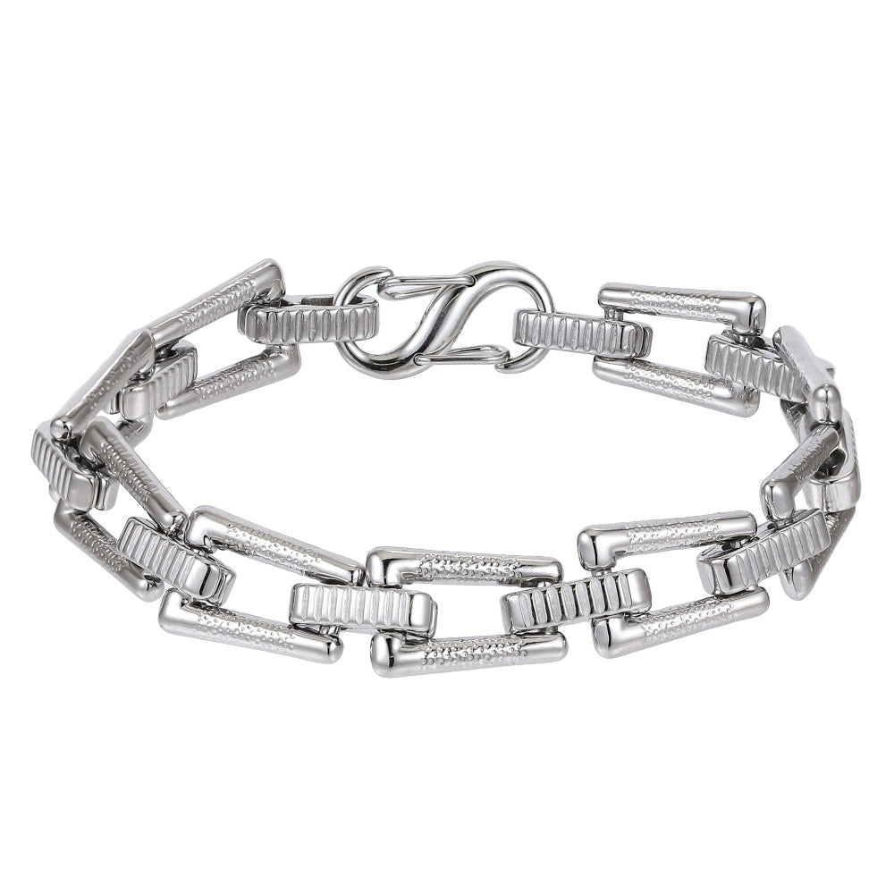 MBSS216 STAINLESS STEEL TRAPEZOID CHAIN LINK BRACWLET
