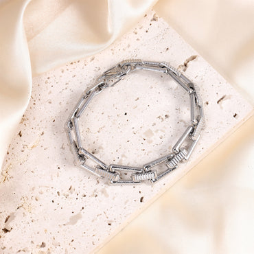 MBSS216 STAINLESS STEEL TRAPEZOID CHAIN LINK BRACWLET