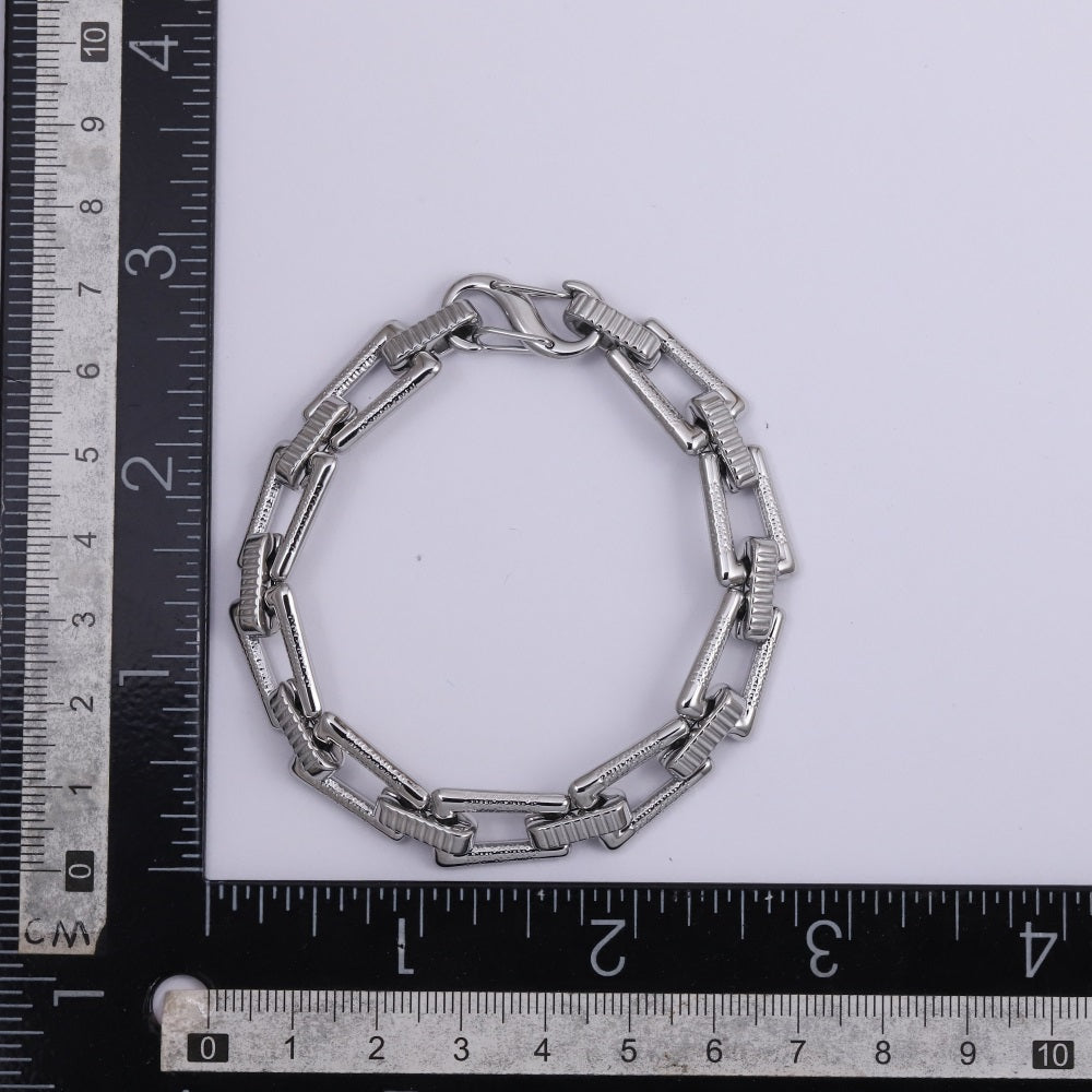 MBSS216 STAINLESS STEEL TRAPEZOID CHAIN LINK BRACWLET
