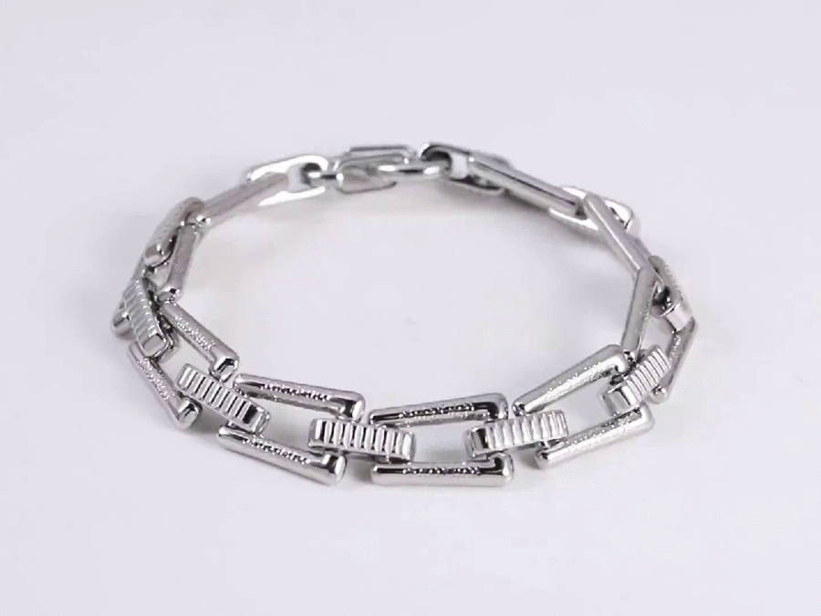 MBSS216 STAINLESS STEEL TRAPEZOID CHAIN LINK BRACWLET