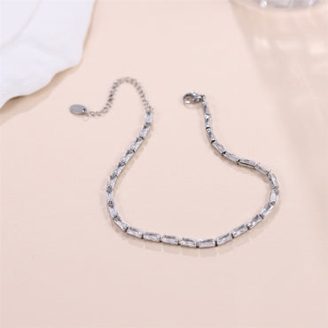 MBSS218 STAINLESS STEEL TENNIS BRACELET WITH BAGUETTE CZ