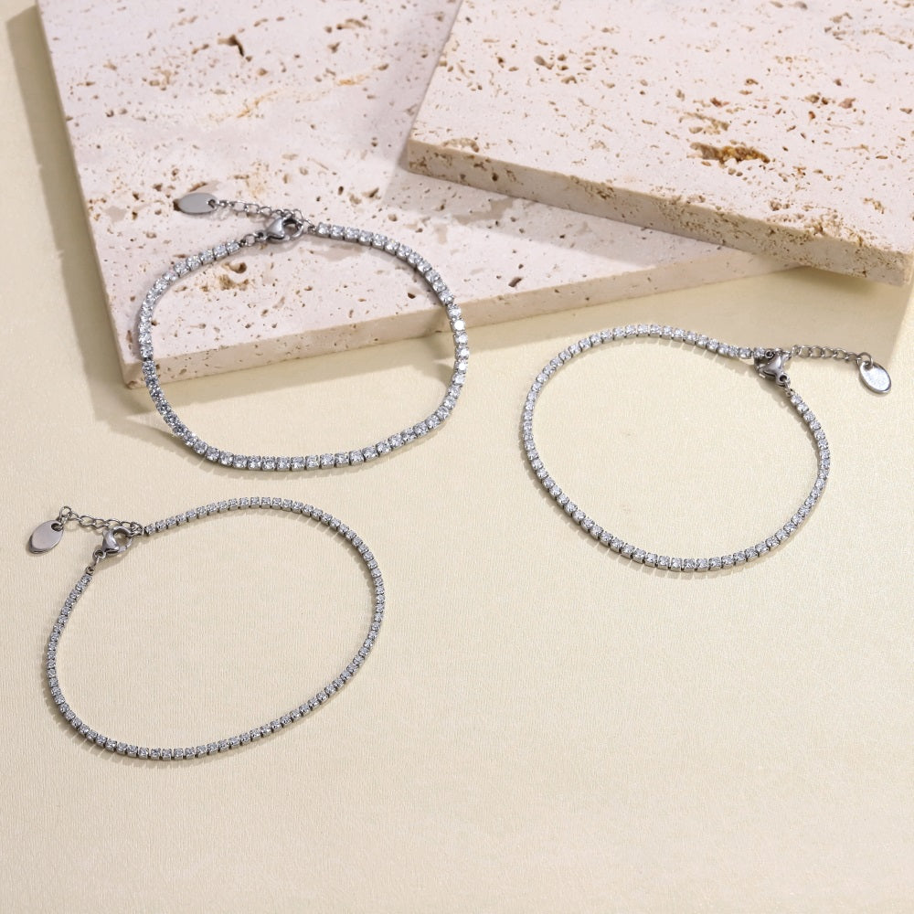 MBSS220 STAINLESS STEEL TENNIS BARCELET WITH ROUND CZ