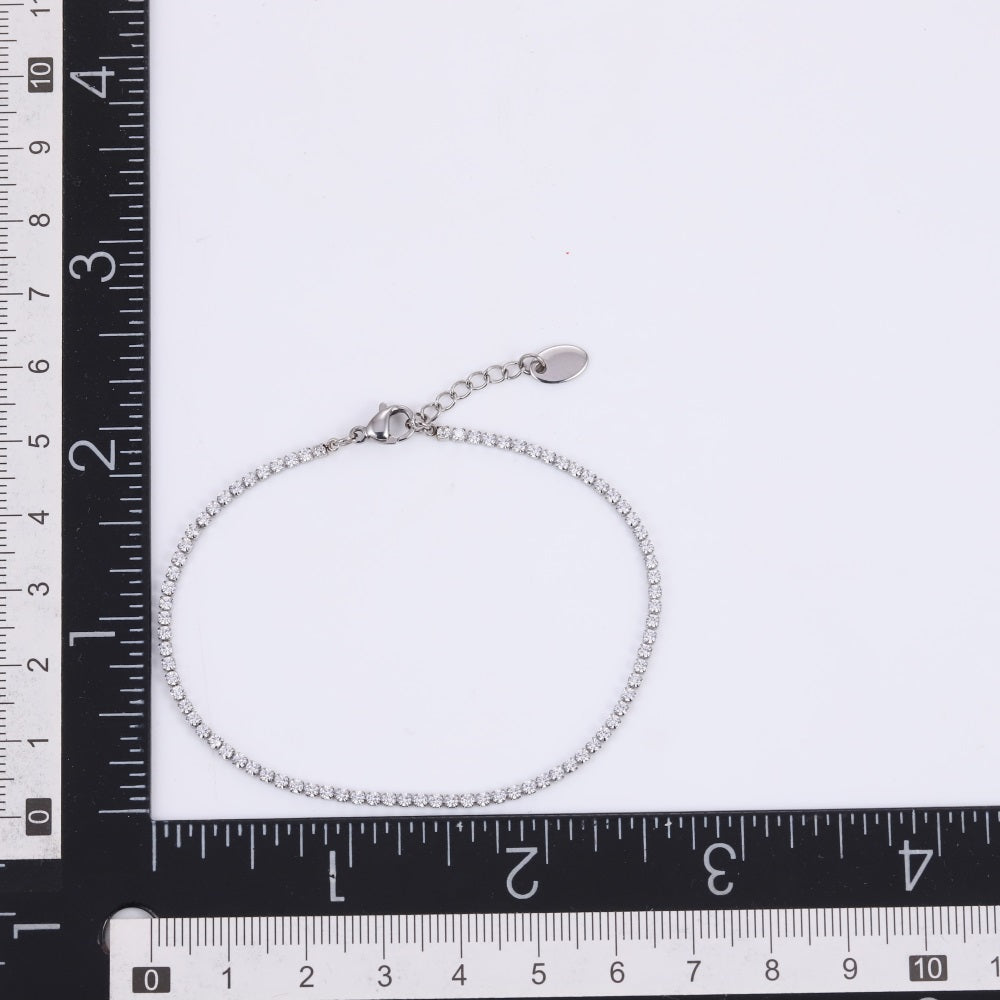 MBSS220 STAINLESS STEEL TENNIS BARCELET WITH ROUND CZ