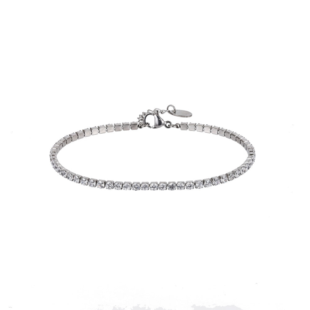 MBSS220 STAINLESS STEEL TENNIS BARCELET WITH ROUND CZ